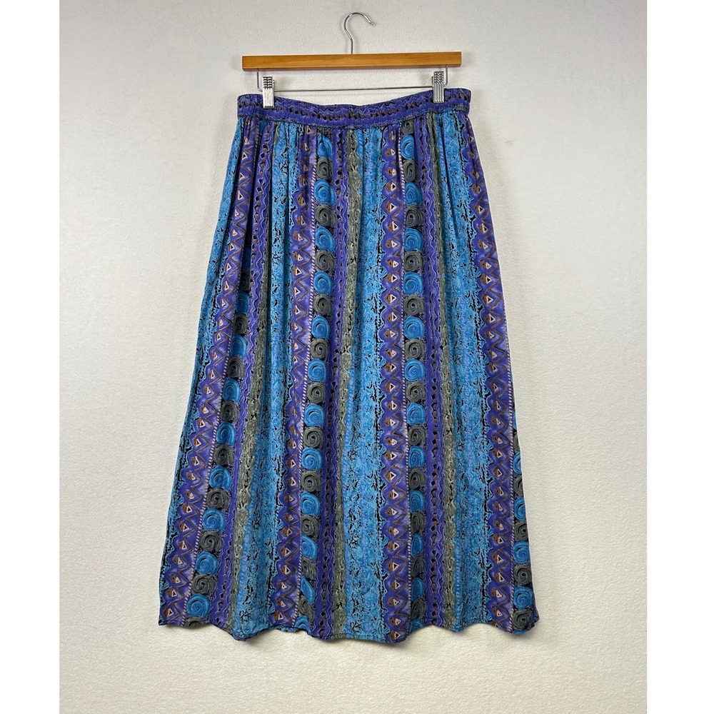 Anthony Mark Hankins 1X Maxi Skirt Abstract Tribal Print‎ Elastic Waist